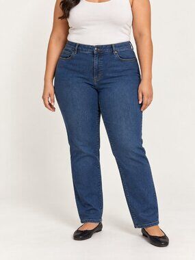 Woman Within Blue 16W Petite Stretch Fit Denim Cropped Jeans 5 Pocket